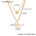 Misure dettagliate della collana a doppio strato in oro 18k con ciondolo in zircone - 37+5cm / Oro