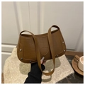 Brown crocodile texture underarm bag with heart patch and silver metallic studs - Brown