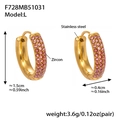 Pendientes de aro de acero inoxidable chapado en oro de 18k con circonitas rosas - Rosa (Grande)