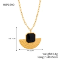 Spécifications de taille du collier en or martelé avec pierre précieuse noire - Collier en Forme d'Éventail / Or/Noir / 40+5cm