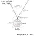 Silver stainless steel necklace with zircon-encrusted round cross pendant variant - Diameter 16mm / Silver
