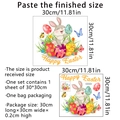 Detailed size chart showing Happy Easter cartoon rabbit and egg wall sticker dimensions - 30*30cm