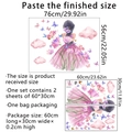 Detail view of 2-piece girl and flower wall stickers with 76x56cm dimensions layout - Pink Floral Girl Style (MS2227-KQ) / 30x60cm x 2pcs