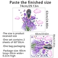 Detail view of wall sticker dimensions featuring a girl, butterflies and flowers - Purple Floral Girl Style (MS2239-KQ) / 30x60cm x 2pcs