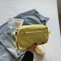 Minimalist bright yellow nylon crossbody bag with dual pockets and adjustable fabric strap - Lemon Yellow