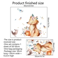Sticker mural renard avec fleurs et plumes pour décoration de chambre d'enfant - 30*50cm