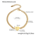 Dettaglio del bracciale a catena groumette placcato oro 18k con cuore di zirconi - Cuore Iniziale (RE021-L) / Bracciale Oro Iniziale L