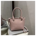 Bolso tipo cubo rosa claro con asas anudadas y acabado de cuero liso para mujer - Rosa