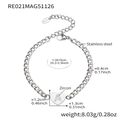Silbernes Edelstahl-Herzarmband mit Buchstabe A und Zirkonia-Inlay-Anhänger - Herz Initial (RE021-A) / Stahlfarbenes Armband Mit Buchstabe A