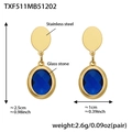 Detail of 18k gold plated drop earrings with navy blue faceted glass stones and dimensions - Gold Earrings - Blue Glass Stone