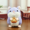 Plush purple hamster toy with yellow pizza detail and soft faux fur texture keychain - Pizza (Purple) / Purple / About 15cm