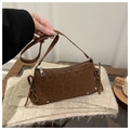 Borsa sottobraccio leopardata marrone con fiocchi decorativi e rivetti in argento - Marrone