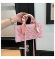 Pink lady handbag with exquisite floral embroidery and silk scarf wrapped on handle - Pink