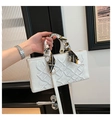 White rectangle luxury handbag with silk scarf handle and elegant embroidery texture - White