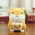 Plush hamster keychain in yellow and white holding a nut snack with a cute sitting pose - Nut Chestnut (Brown) / Brown / About 15cm