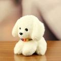 Adorable cachorro labrador de peluche blanco con pelo suave y collar de cuentas - Blanco Roto / Aproximadamente 12cm