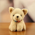 Lindo llavero de perro de peluche marrón claro con collar de cuentas coloridas - Tostado