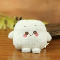 Cute and soft white fluffy tofu plush charm for backpack pendant and keychain decor - Off White
