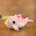 Portachiavi a forma di delfino di peluche rosa con ricamo di stelle e gancio in plastica - Circa 14cm / Rosa
