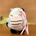 Cute panda plush keychain with pink bee accessory and woven strap for bags - Pink Bee Design / About 12cm