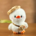 Cute plush white duckling toy with khaki beret and colorful crossbody accessory - 13cm / White