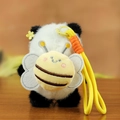 Cute panda plush keychain with yellow bee detail and woven lanyard accessory - Yellow Bee Style