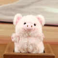 Simpatico portachiavi a forma di maialino in morbido peluche rosa in scatola di legno - Maialino