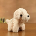 Light brown curly teddy dog plush keychain accessory with soft texture and metal ring - Pink