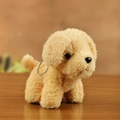 Light brown curly plush teddy dog keychain with soft fur and a metal ring clip - Beige