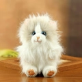 Cute plush cat keychain in grey and white faux fur with blue eyes and pink paws - Gray