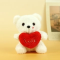 Ours en peluche blanc tenant un cœur rouge LOVE pour décoration de sac à main - 12cm / Blanc