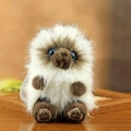 Cute Himalayan plush cat keychain with soft white fur and realistic brown paws - Siamese Cat Style