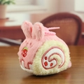 Llavero de peluche conejo rollo de fresa rosa con pelo suave y detalles bordados - Conejo Rosa / 8cm