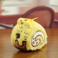 Lindo llavero de gato de peluche amarillo tipo rollo suizo con gancho de plástico - Estilo Gato/Tigre Amarillo / 8cm