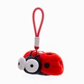Cute red ladybug plush keychain with big eyes and polka dots on a white background - Ladybug