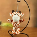 Cute giraffe plush keychain with orange spotted patterns and silver metal ring - Giraffe