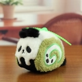 Llavero de peluche de panda suizo con bordado de espiral verde y suave textura - Estilo Panda Verde / 8cm