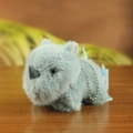 Mini llavero de rinoceronte de peluche gris azulado con textura suave y cadena de bolas - Rinoceronte