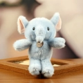 Cute light blue plush elephant toy with long soft fur and fashion metal tag - Elephant