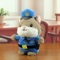 Police hamster plush toy keychain in blue uniform with cap and brown fur detail - Dark Gray / 15cm