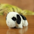 Mini plush panda-patterned dog pendant with a soft texture and silver ball chain - Dog