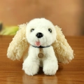 Weißer Plüsch Cockerspaniel Schlüsselanhänger mit beigen Ohren und schwarzem Halsband - Weiß Und Beige Ohren Stil (F Stil 1)