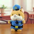 Cute hamster plush keychain in blue police uniform with hat and embroidered details - Tan / 15cm