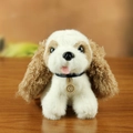 Süßer Cocker Spaniel Plüsch-Schlüsselanhänger mit weichem Fell und blauem Halsband - Weiß Und Hellbraun Patchwork Stil (F Stil 2)