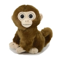 Dettaglio di una scimmia di peluche marrone con grandi occhi seduta su sfondo bianco - Marrone / 20cm