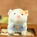 Süßer Meerschweinchen-Plüsch-Anhänger mit blau gestreifter Schürze und Bären-Patch - Blau / Etwa 11cm