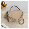 Beige crossbodytas met gouden ketting en vierkante metalen gesp voor damesmode - Khaki
