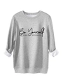 Detail eines hellgrauen Sweatshirts mit Fleece-Futter und Be Yourself-Aufdruck - S / Hellgrau