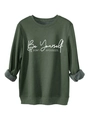 Detail des waldgrünen Sweatshirts mit warmem grauem Fleecefutter und Rippbündchen - S / Armeegrün