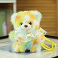 Portachiavi orsetto di peluche arcobaleno con colletto in pizzo bianco e gancio - Stile con Collare in Pizzo / Tie-Dye Colorato - Collare in Pizzo